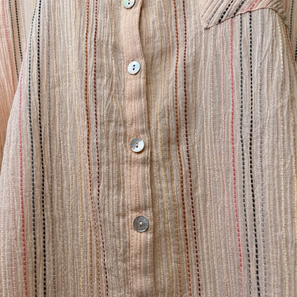 Chaser | Plus Size Shirting Button Down Embroidered Semi Sheer Lightweight Shirt - Picture 8 of 16